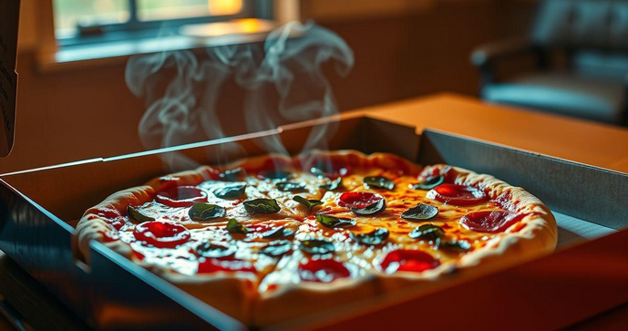 Proteger e expor pizza com embalagem de pizza laminada